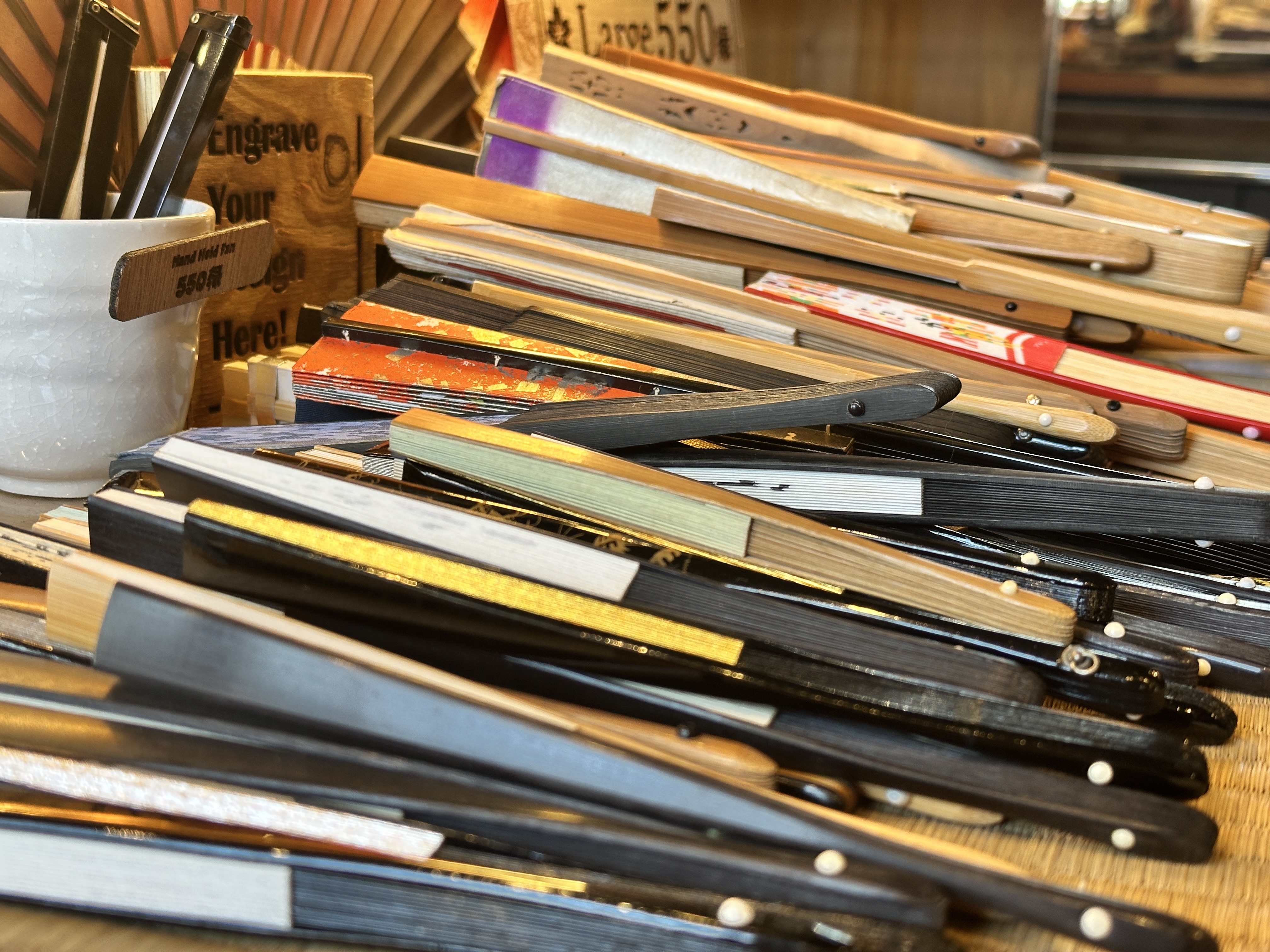Japanese folding fans — vintage antiques Kamakura shop
